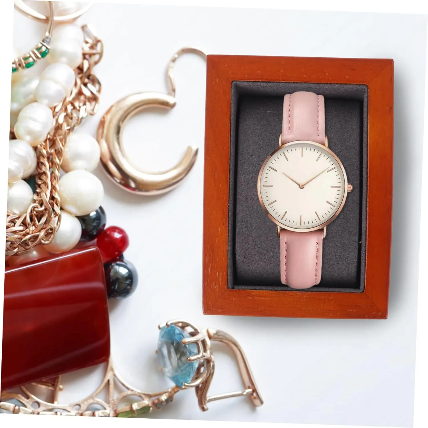 Minimalist Wooden Watch Display Case for Men Women Elegant Jewelry Organizer for Bracelets and Bangles for Special Occasions