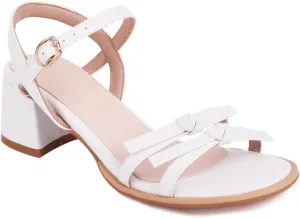MIOKE Women's Open Toe Block Low Heel Sandals Ankle Strappy PU Leather Summer Chunky Dress Heeled Sandal