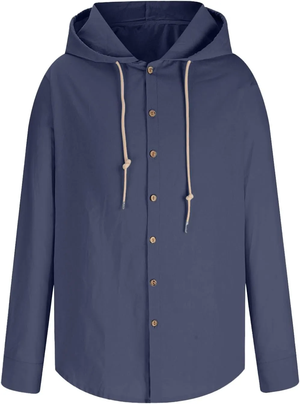 Muscularfit Casual Shirts for Men Summer Loose Fit Long Sleeve Cotton Linen Hooded Sweatshirts Outdoor Fashion Linen Shirts