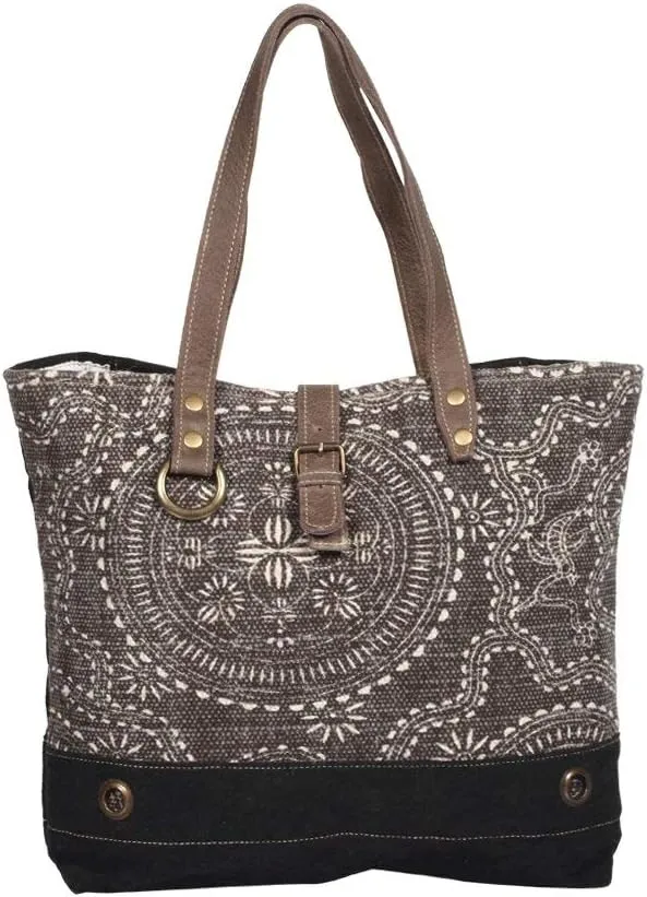 Myra Bag Ancient Blue Upcycled Canvas Tote Bag S-1388