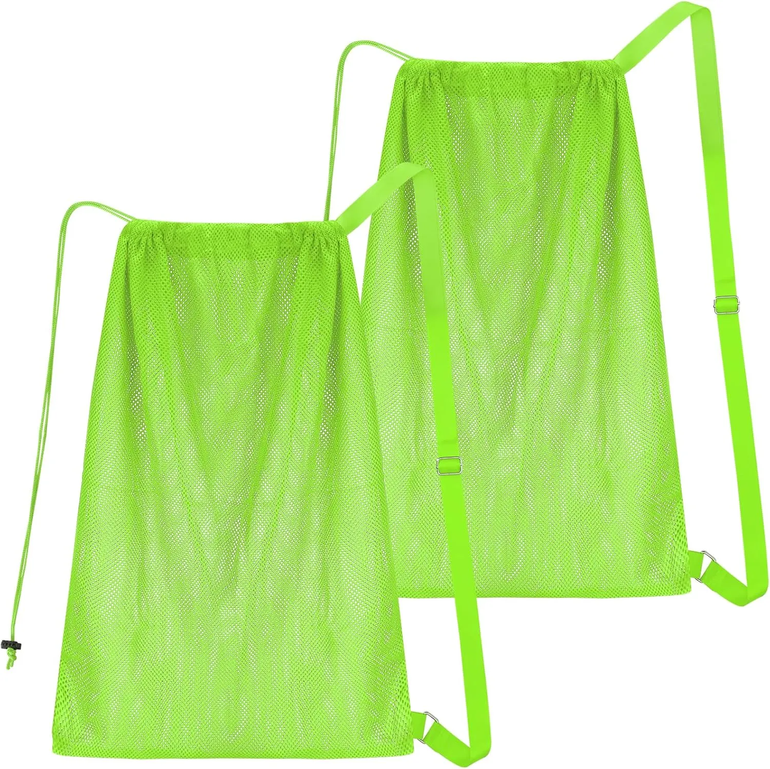 NATURAL STYLE 2 Packs Swim Bag Mesh Drawstring Backpack Oversized 18" x 26", Large Mesh Drawstring Backpack for Beach, Swimming, Gym, and Workout Gear (Green)