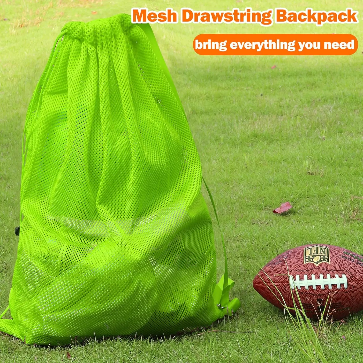 NATURAL STYLE 2 Packs Swim Bag Mesh Drawstring Backpack Oversized 18" x 26", Large Mesh Drawstring Backpack for Beach, Swimming, Gym, and Workout Gear (Green)
