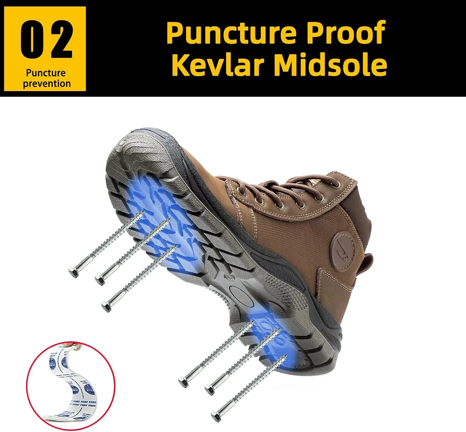 NBUUNBU Steel Toe Work Boots for Men Safety Work Shoes Slip Resistant Abrasion Resistance Leather Insulated Indestructible Boots Breathable Construction Footwear