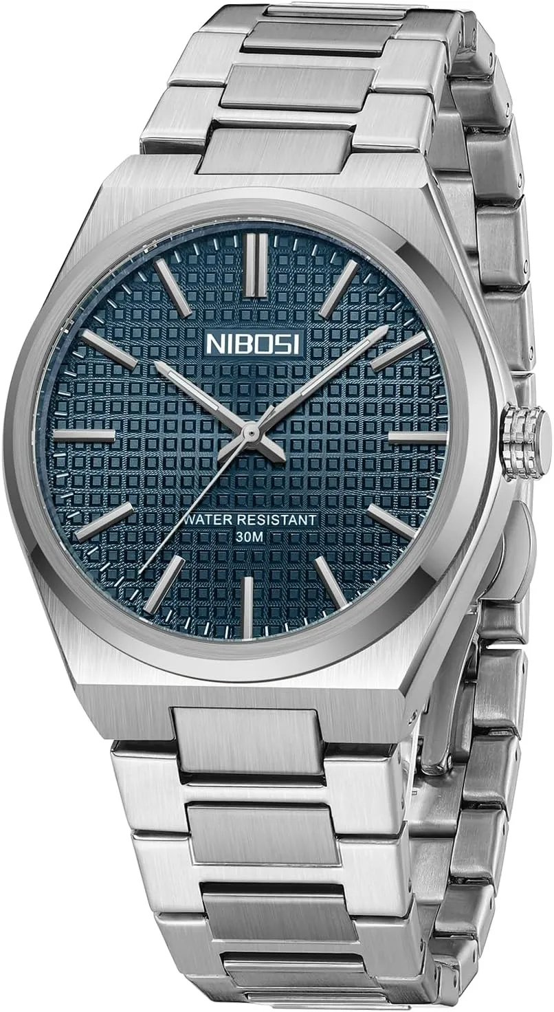 NIBOSI Mens Watches Analog Quartz Watch Stainless Steel Strap Waterproof Men's Wrist Watches Classic Minimalist Dainty Business Dress Designer Watches for Men