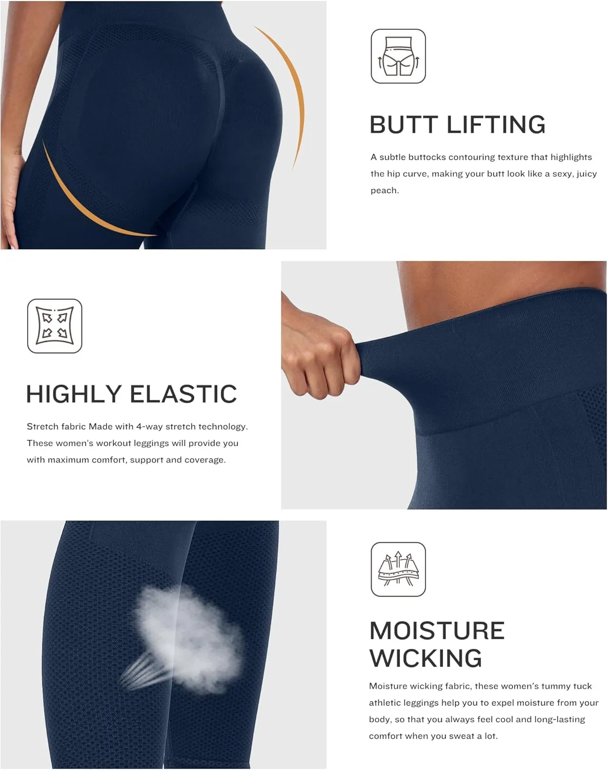 NORMOV Seamless Workout Butt Lifting Leggings - Booty Scrunch Gym Leggings for Women