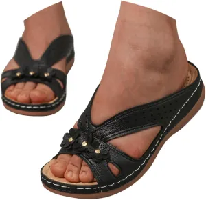 Orthopedic Platform Wedge Sandals for Women Summer Dressy, Women Walking Slippers Arch Support Closed Toe Buckle Ankle Strap Espadrilles Casual Strappy Sandals Comfortable Outdoor Shoes