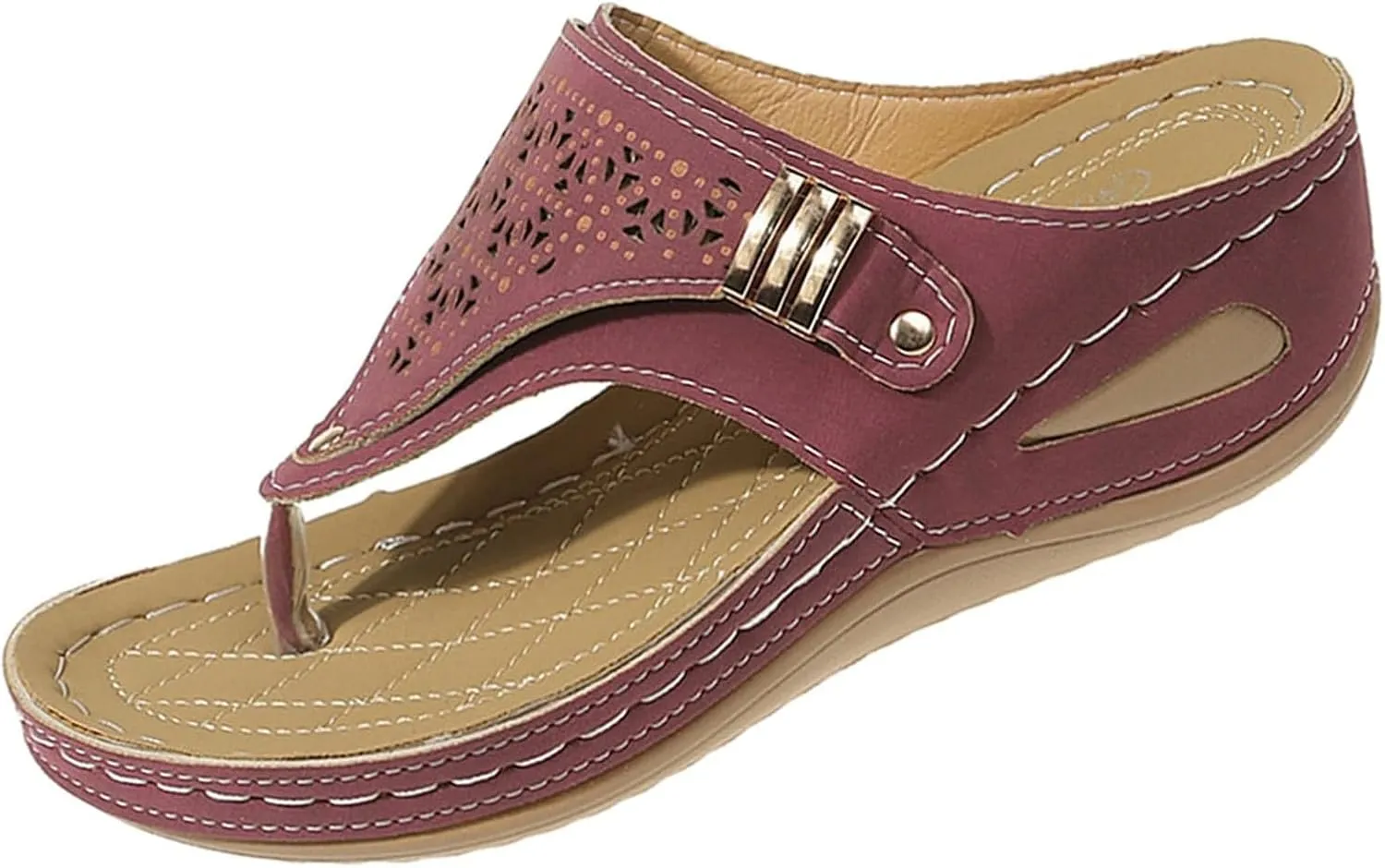 Orthopedic Sandals for Women Arch Support Breathable Dressy Wedge Sandals Comfortable Walking Thong Sandals Hollow Flower Wedge Sandal Dressy Summer Beach Casual Shoes