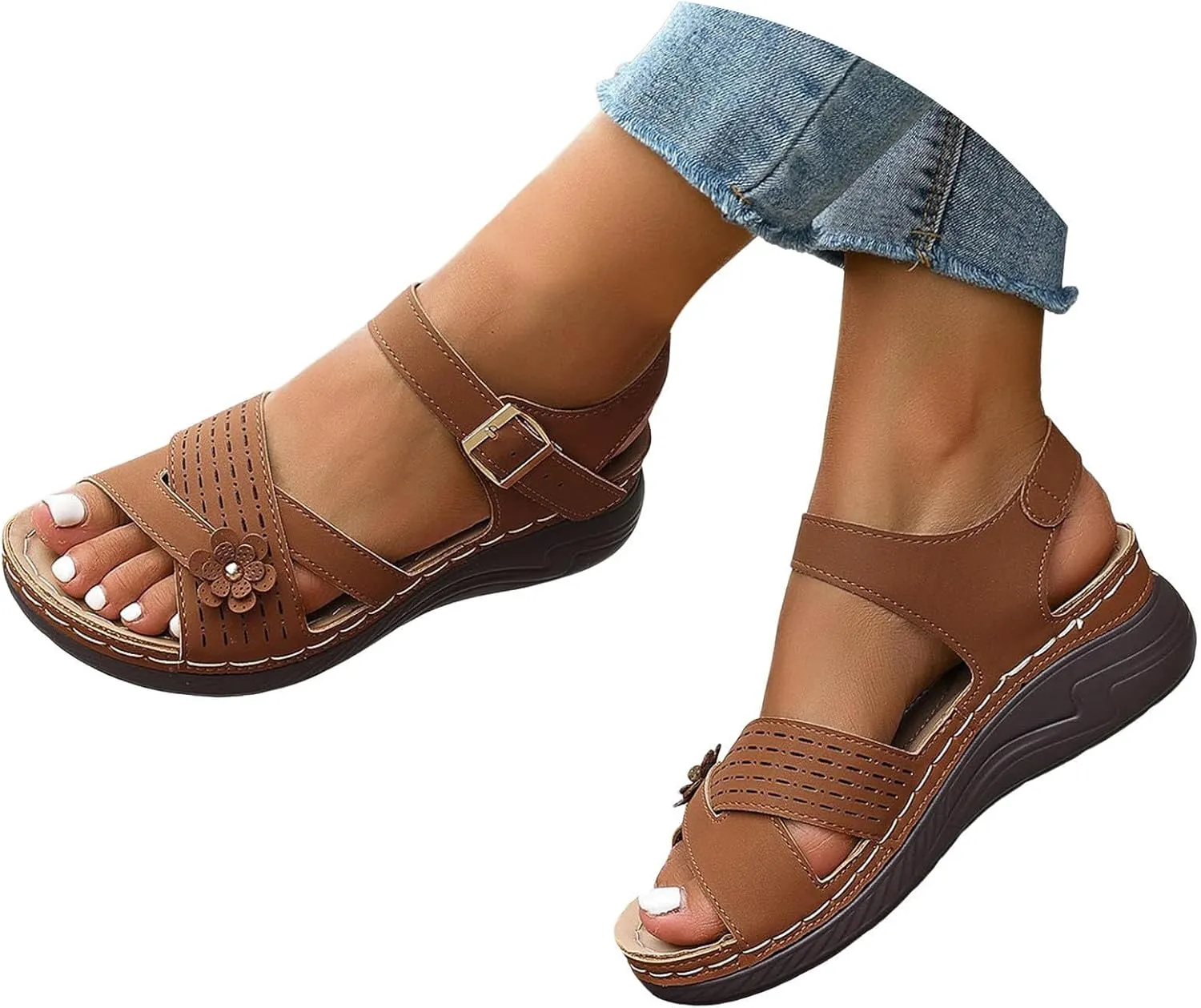 Orthopedic Sandals for Women Dressy Arch Support Comfortable Sandals Wedge Orthotic Walking Sandal Open Toe Casual Outdoor Shoes