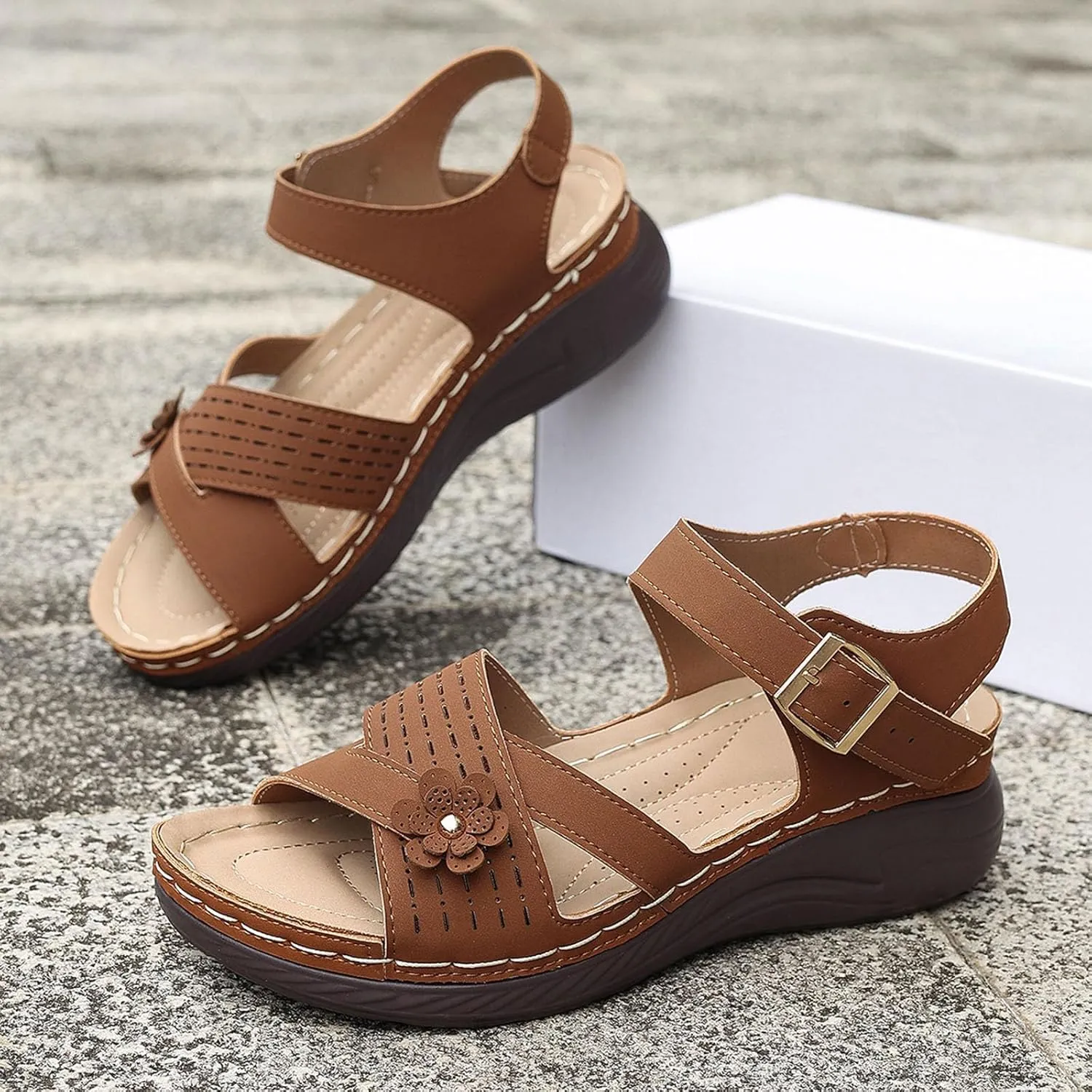 Orthopedic Sandals for Women Dressy Arch Support Comfortable Sandals Wedge Orthotic Walking Sandal Open Toe Casual Outdoor Shoes