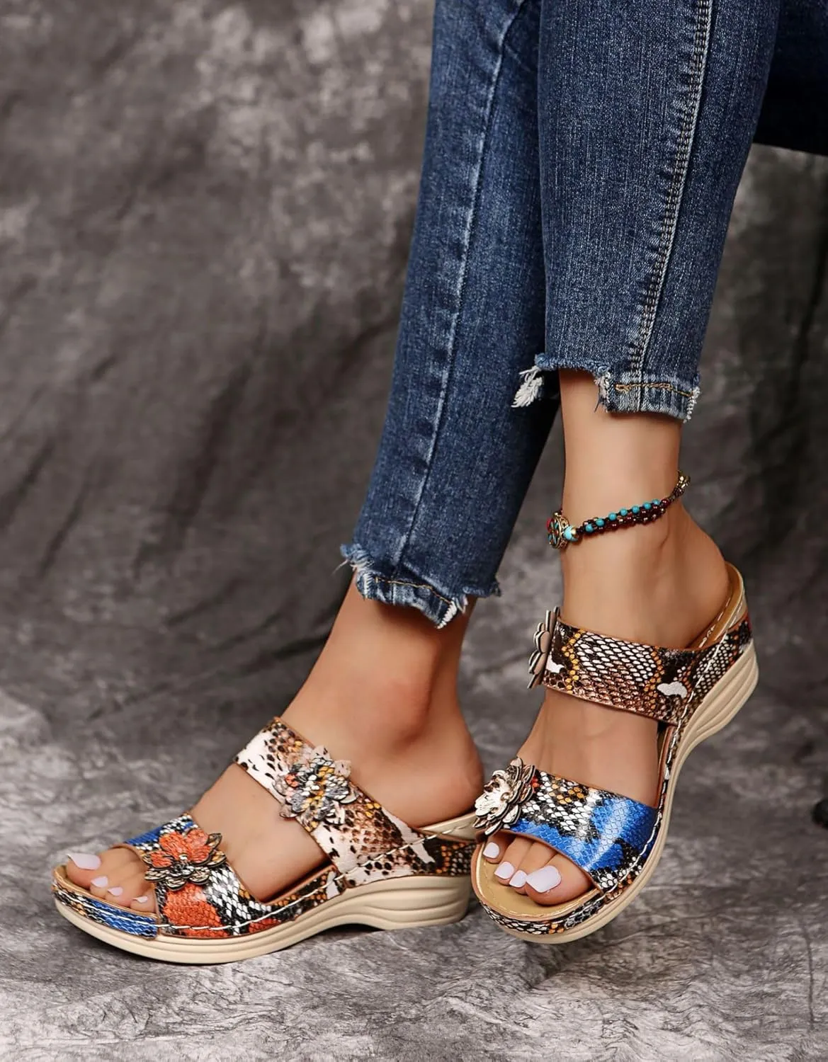 Orthopedic Sandals for Women Platform Wedge Arch Support Flat Slipper Open Toe Comfort Casual Beach Walking Heels Shoes Slippers with Anti-Slip Comfortable Wide Width Sandal 2025,Breathable