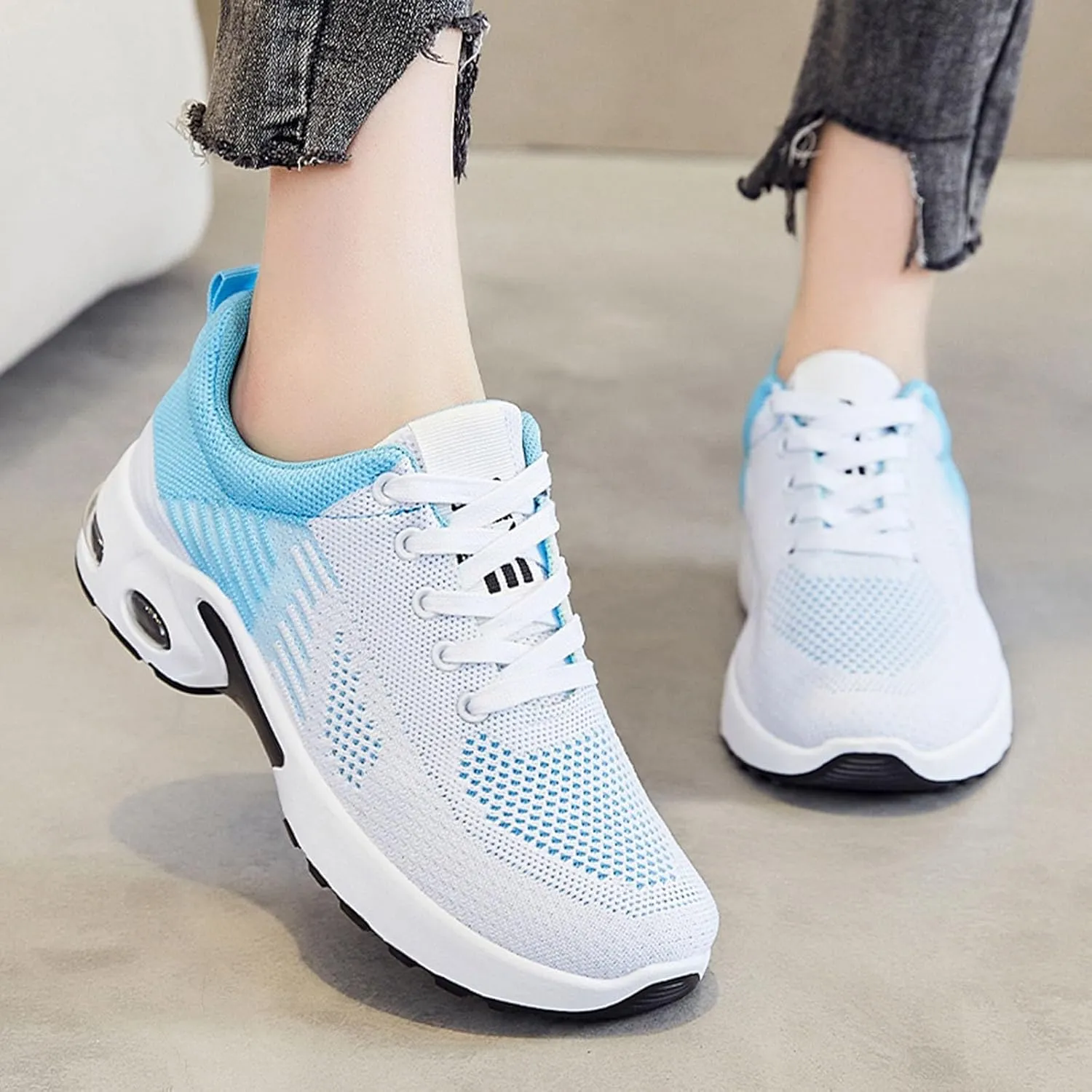 Orthopedic Shoes for Women Wide Width Toe Shoes with Arch Support Stylish Walking Sneakers Mesh Air Cushion Plantar Fasciitis Shoe for Gym Workout Tennis Sports Running Sneakers
