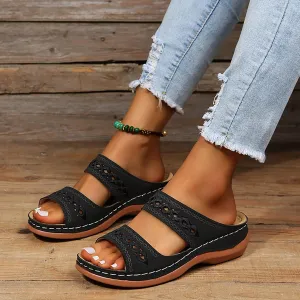 Orthopedic Wedge Sandals for Women 2025 Dressy Summer Comfortable Wide Width Arch Support Casual Slip on Flats Flip Flops Ladies Beach Outdoor Slides Slippers Shoes