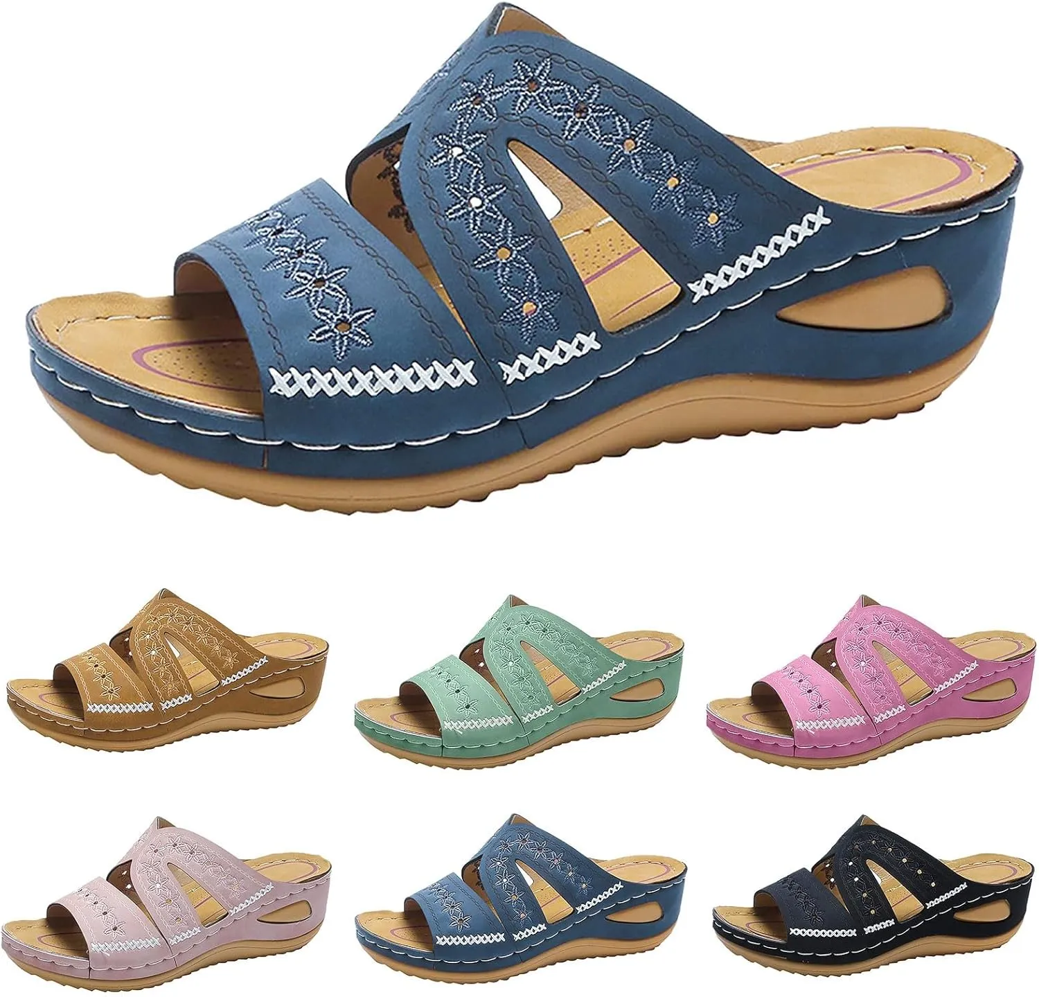 Orthopedic Wedge Sandals for Women Dressy Summer 2025 Comfortable Open Toe Platform Sandal Casual Slip on Beach Shoes