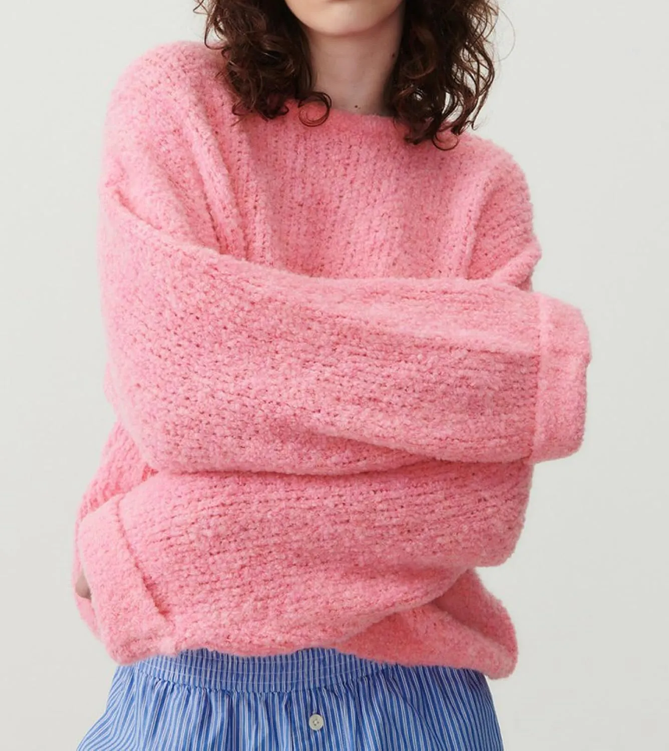 Oversized Sweaters for Women Crewneck Long Sleeve Fuzzy Soft Warm Knit Pullover 2024 Fall Jumper Top