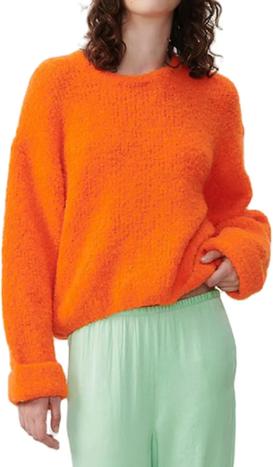 Oversized Sweaters for Women Crewneck Long Sleeve Fuzzy Soft Warm Knit Pullover 2024 Fall Jumper Top