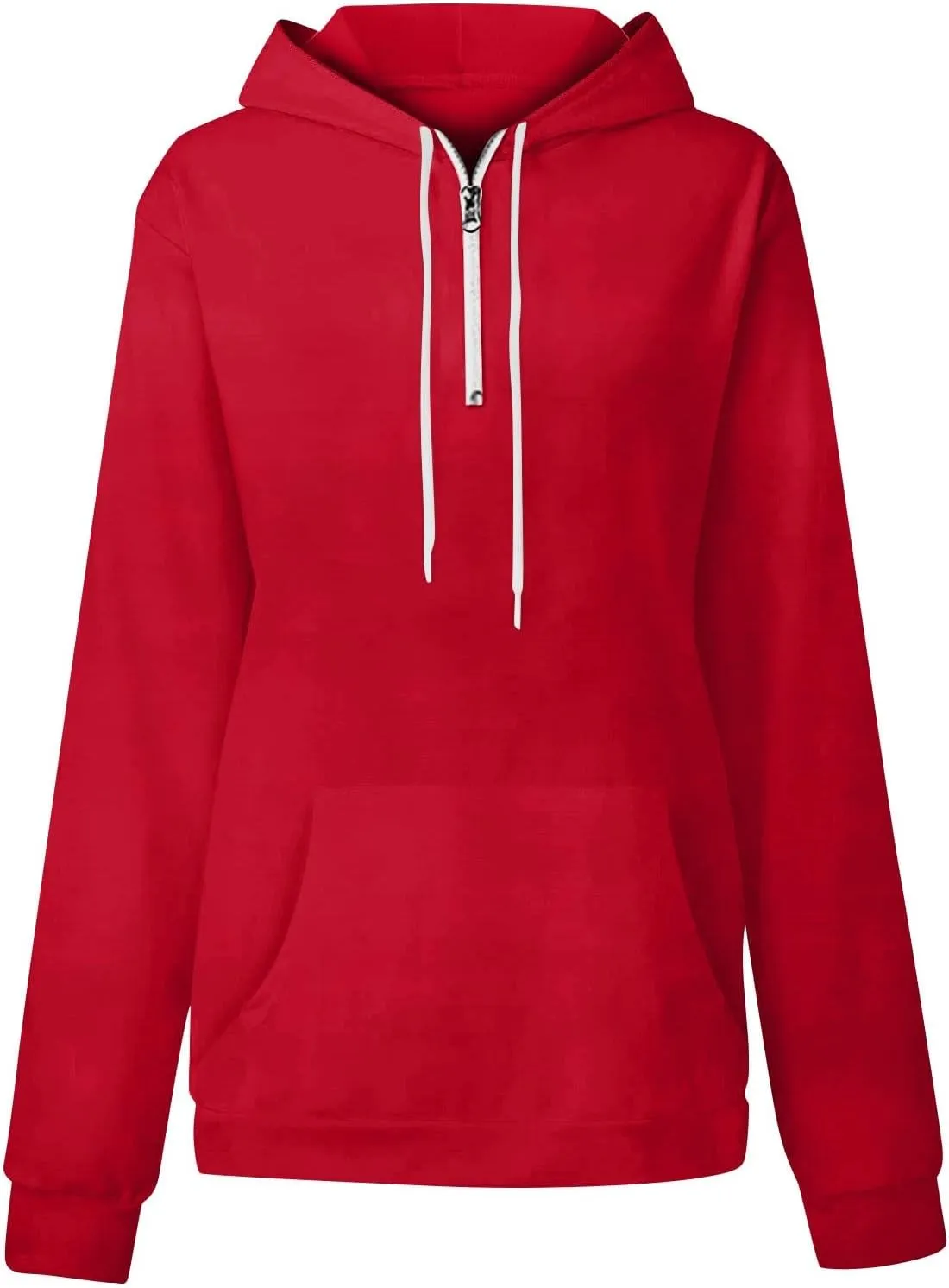 Oversized Zip Up Hoodie Women Fleece Quarter Zip Pullover Sweatshirts Casual Long Sleeve Top Fall Clothes w/Pockets