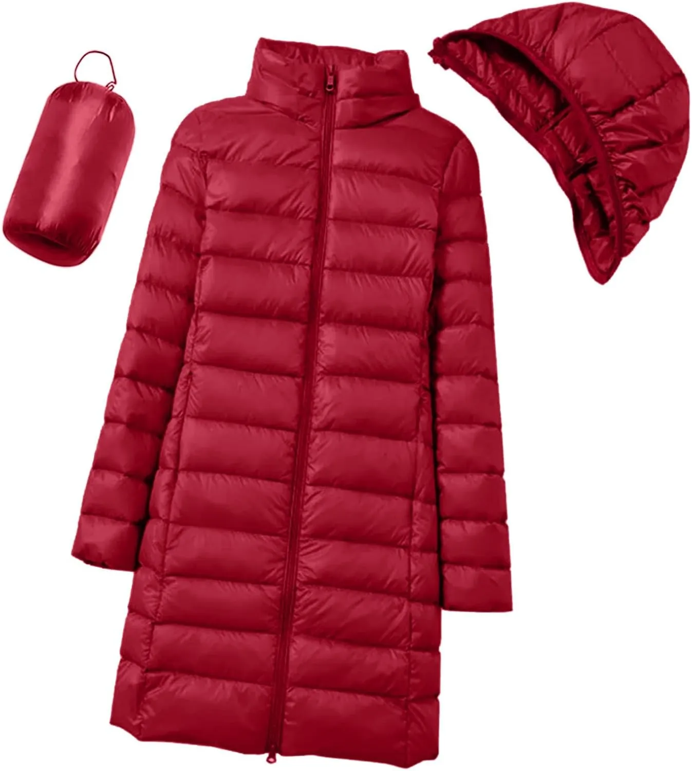 Packable Down Jacket Women's Quilted Lightweight Puffer Jacket Winter Coats for Women Long Padded Bubble Coat Outwear