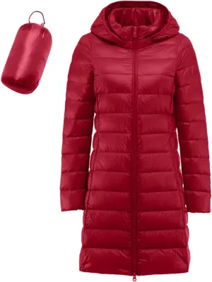 Packable Down Jacket Women's Quilted Lightweight Puffer Jacket Winter Coats for Women Long Padded Bubble Coat Outwear
