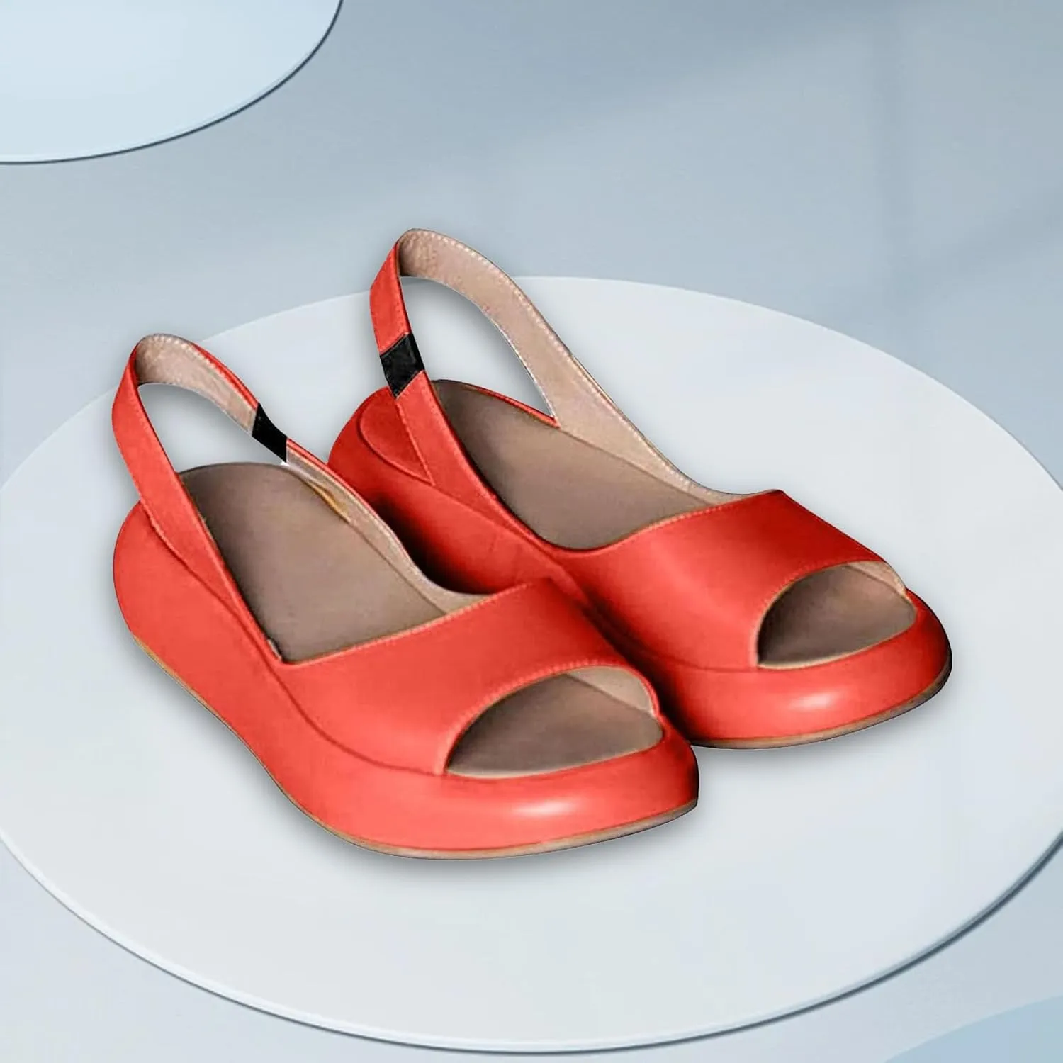 Peep Toe Sandals for Women Classic Office Shoes Soft Cushion Summer Walking Shoes Comfortable Dressy Sandals for Wedding Breathable Sandal with Adjustable Strap Comfy Flats