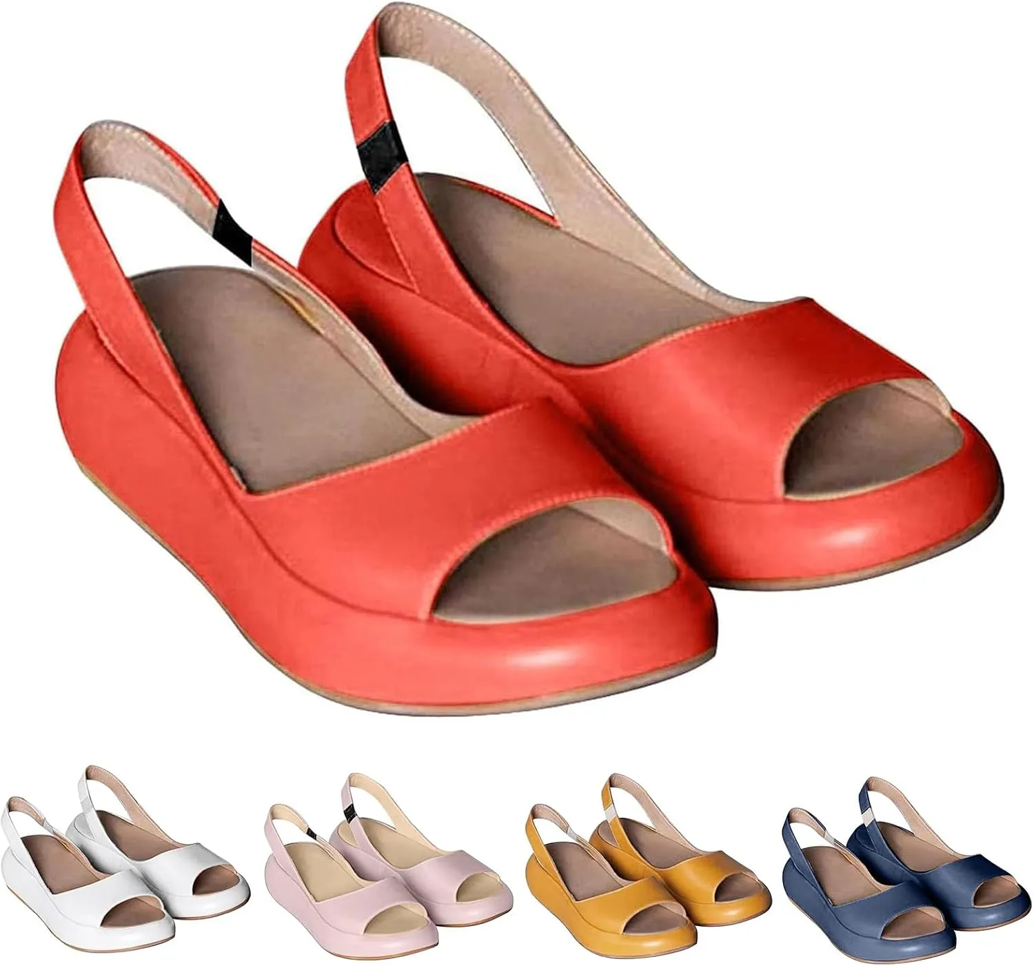 Peep Toe Sandals for Women Classic Office Shoes Soft Cushion Summer Walking Shoes Comfortable Dressy Sandals for Wedding Breathable Sandal with Adjustable Strap Comfy Flats