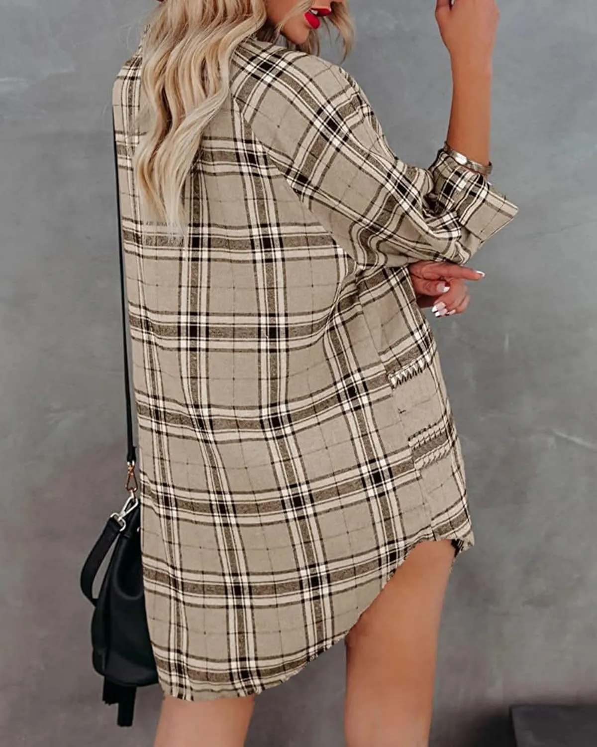 Plus Size Plaid Shirts for Women Long Sleeve Button Down Tops Oversized Loose Fit Blouses 2025 T Shirts