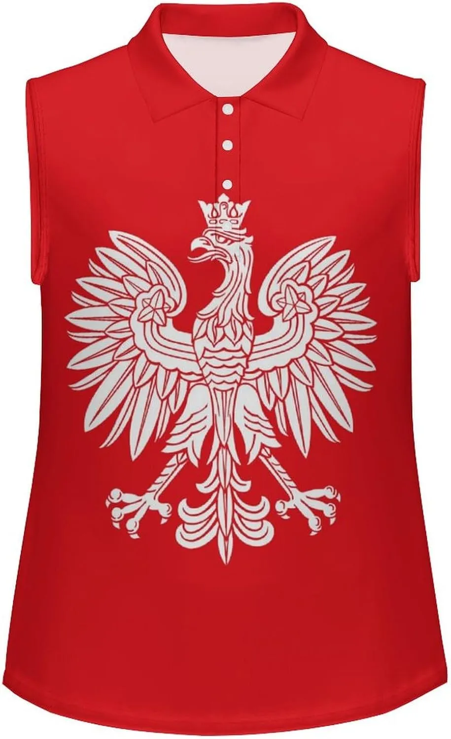 Poland Eagle Women's Sleeveless Golf Polo Shirts Athletic Tank Tops
