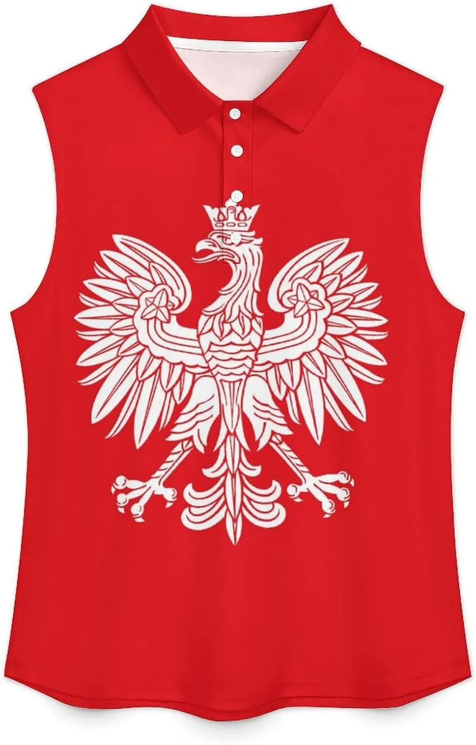 Poland Eagle Women's Sleeveless Golf Polo Shirts Athletic Tank Tops