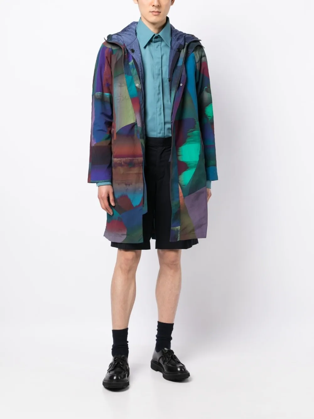 Printed Zip-Up Hooded Jacket