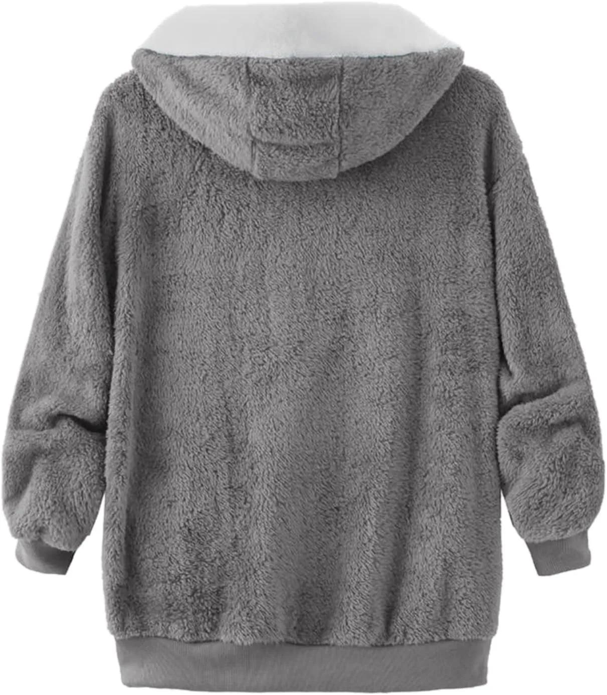 QWENTMTNTY Women Sherpa Lined Fleece Jacket Plus Size Casual Fuzzy Fashion Winter Jackets Lightweight Hooded Faux Fur Coat