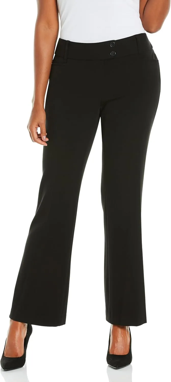 Rafaella Women's Curvy Fit Gabardine Bootcut Dress Pants with Pockets, Soft Stretch Work Slacks, 29" & 32" Inseams