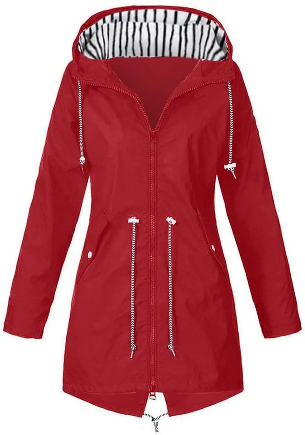 Rain Jacket Womens Waterproof with Hood Long Lightweight Windbreaker for Hiking Travel Outdoor