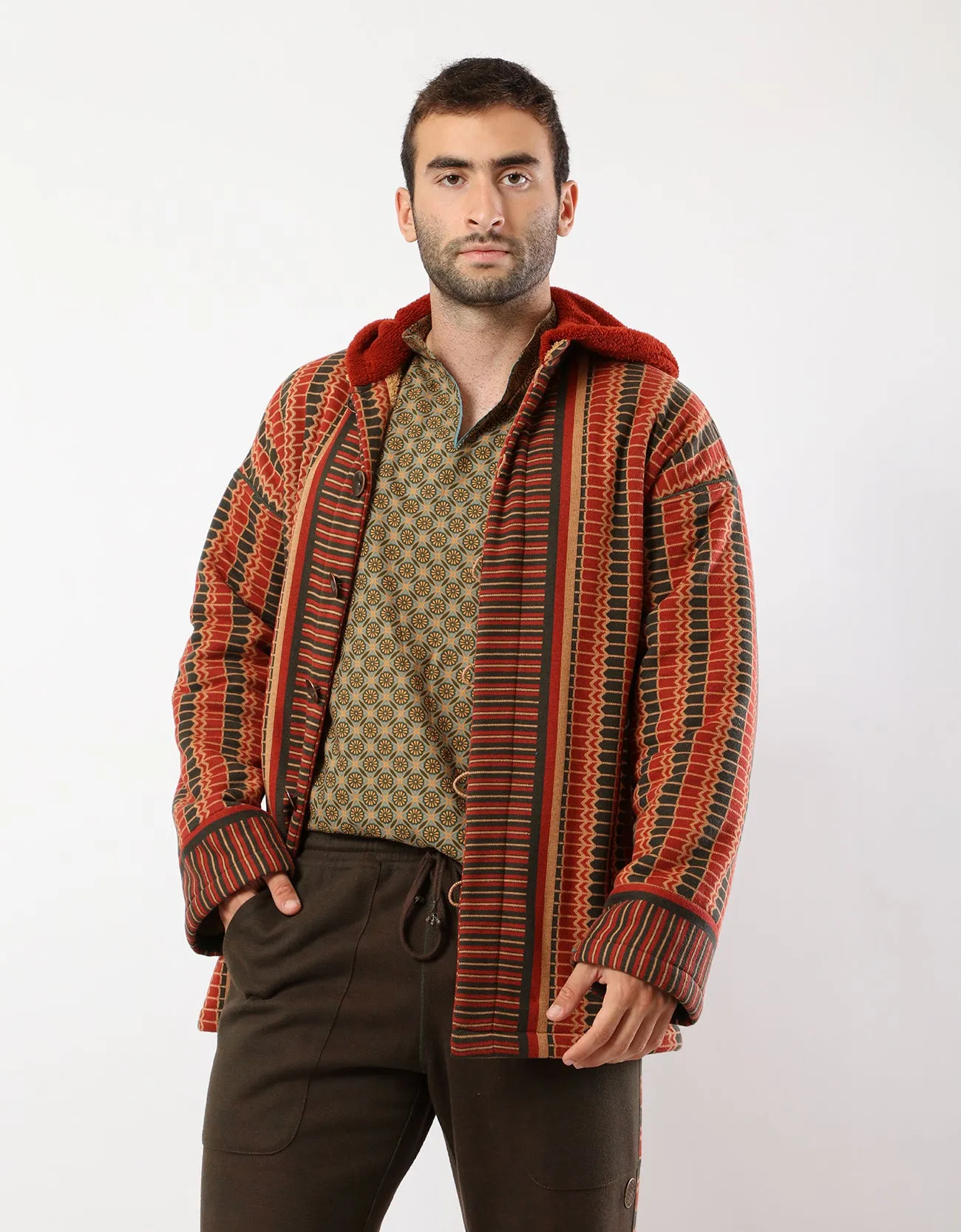 Reversible fur hooded jacket