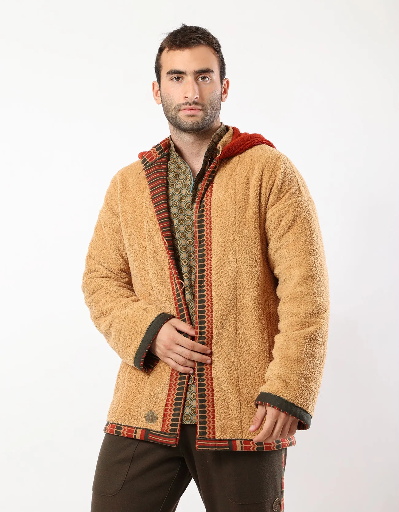 Reversible fur hooded jacket