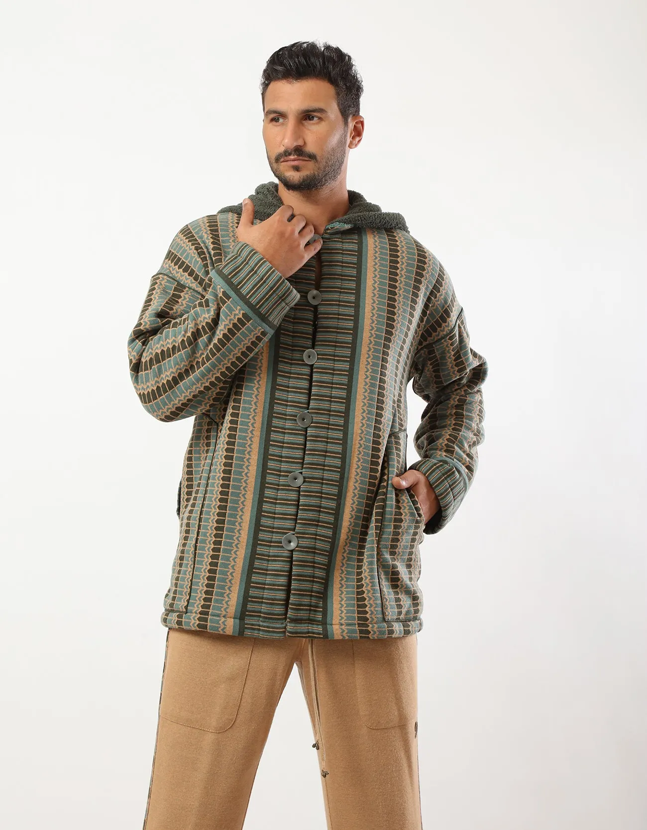 Reversible fur hooded jacket
