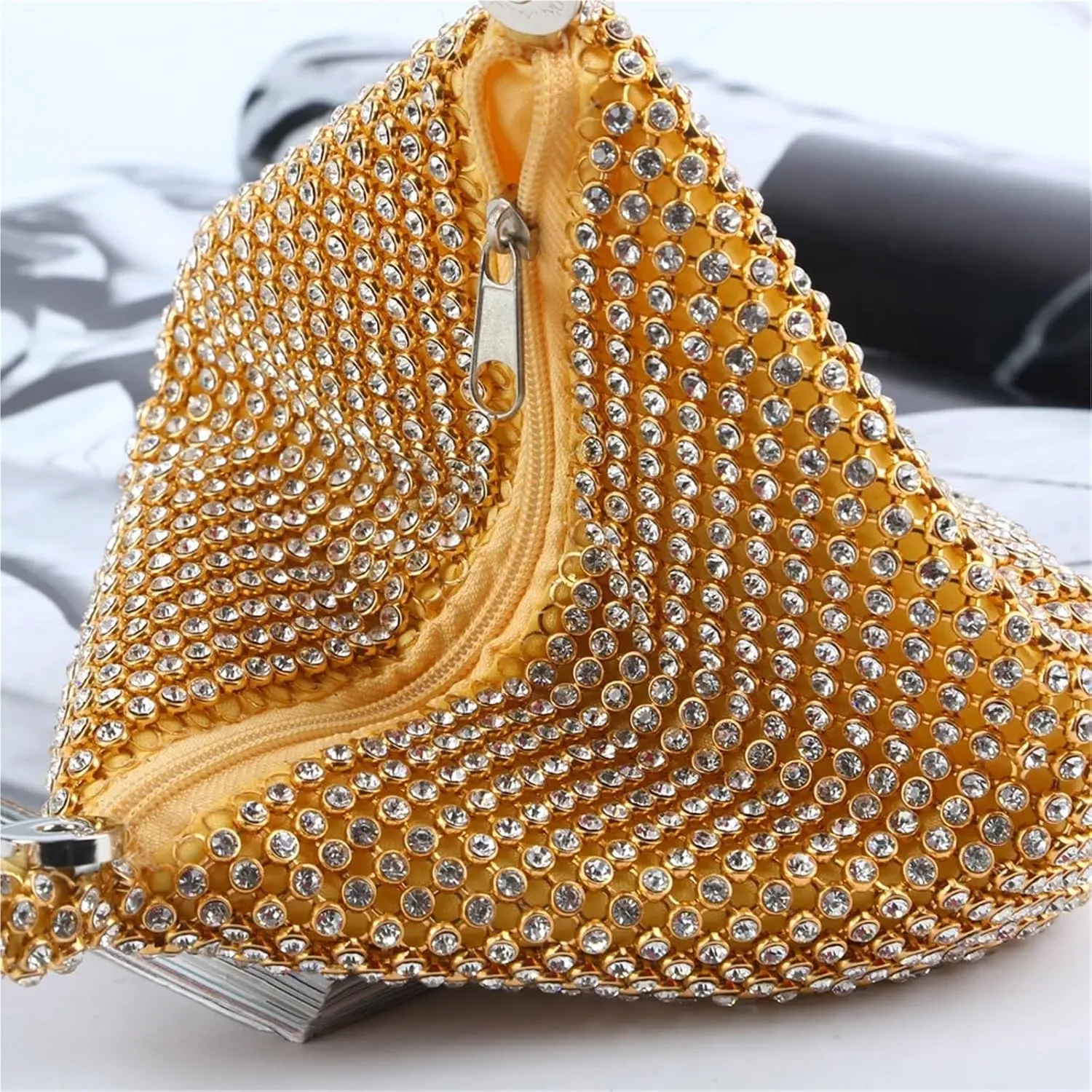Rhinestones Small Women Evening Clutch Bag Diamond Mini Handbag For Party Wedding Bag Zipper Pocket Money Purse Day Tote