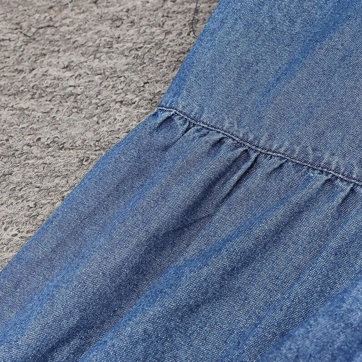 RKSTN Summer Dresses for Women Denim Dress Multi Pockets Denim Skirt Multi-Button Maxi Dress Casual Long Dress
