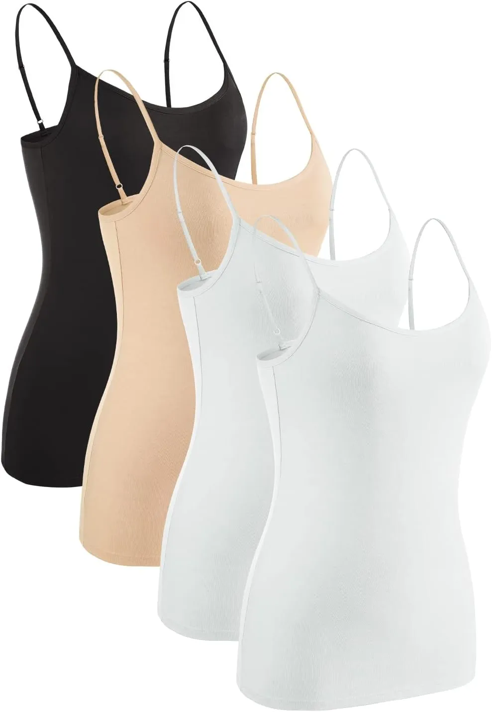 Rosyline 4 Piece Women Camisole Basic Undershirt Adjustable Spaghetti Strap Tank Top