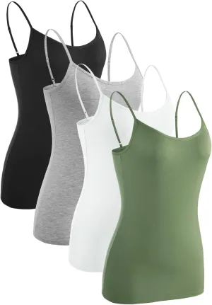 Rosyline 4 Piece Women Camisole Basic Undershirt Adjustable Spaghetti Strap Tank Top