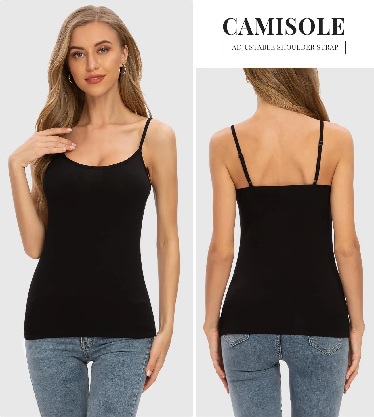 Rosyline 4 Piece Women Camisole Basic Undershirt Adjustable Spaghetti Strap Tank Top