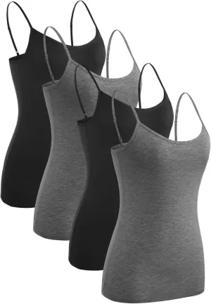 Rosyline 4 Piece Women Camisole Basic Undershirt Adjustable Spaghetti Strap Tank Top