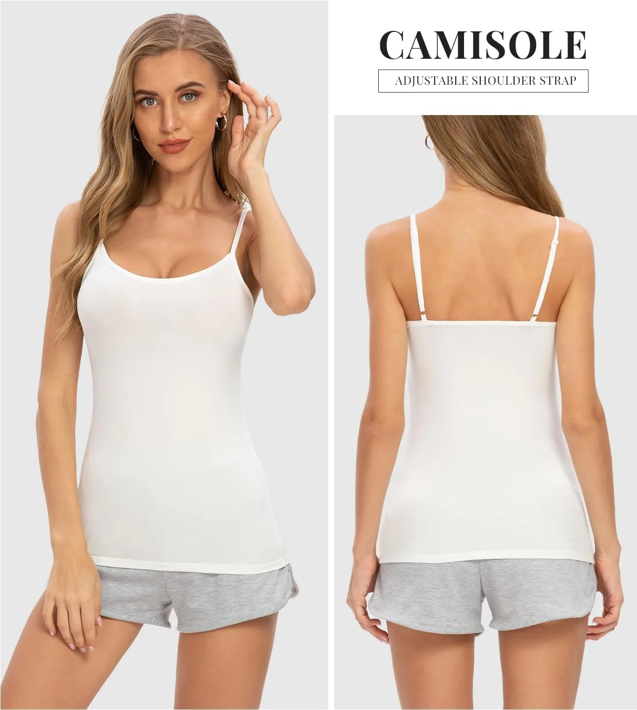 Rosyline 4 Piece Women Camisole Basic Undershirt Adjustable Spaghetti Strap Tank Top
