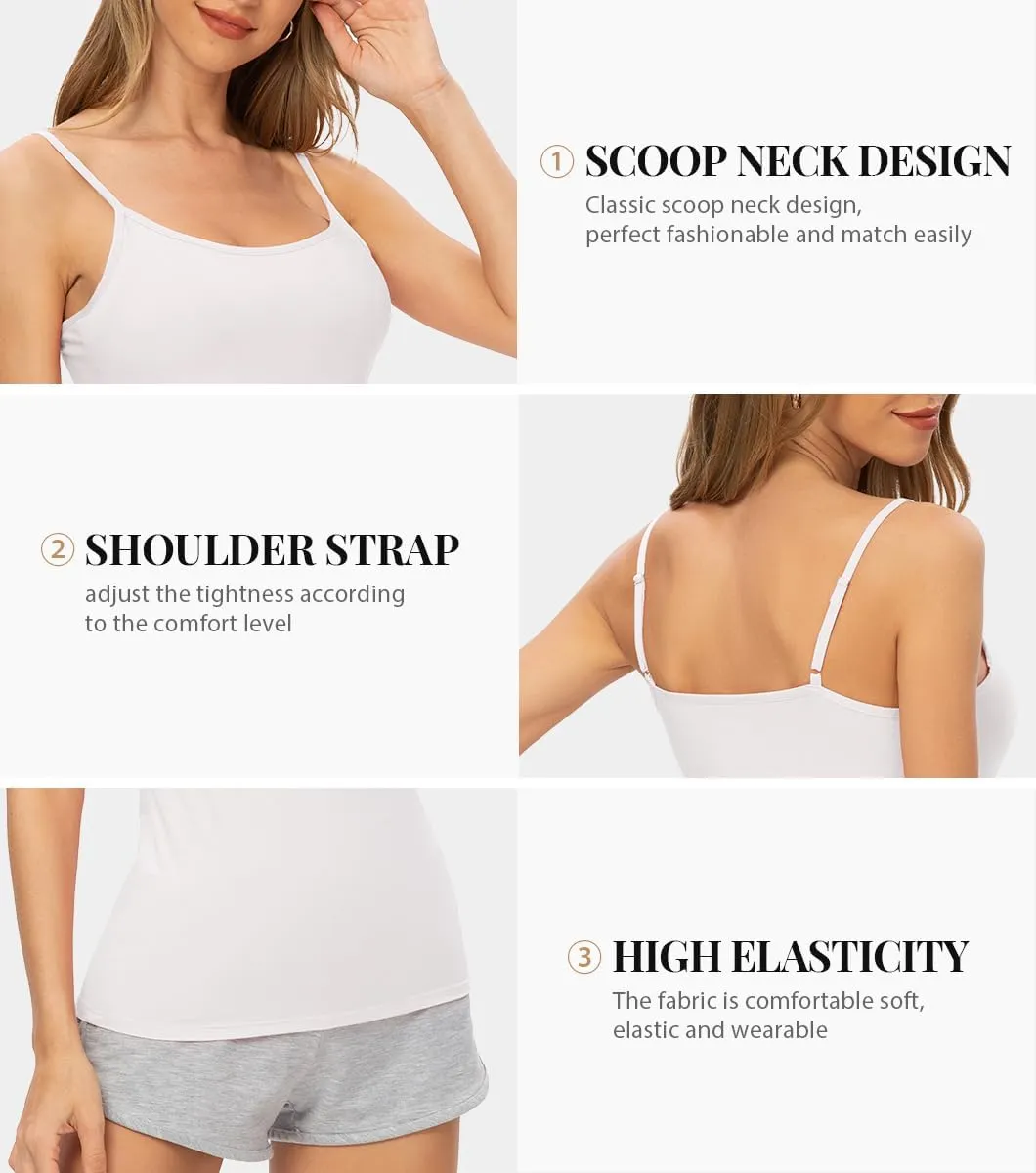 Rosyline 4 Piece Women Camisole Basic Undershirt Adjustable Spaghetti Strap Tank Top