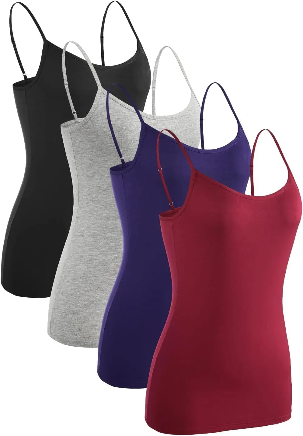 Rosyline 4 Piece Women Camisole Basic Undershirt Adjustable Spaghetti Strap Tank Top