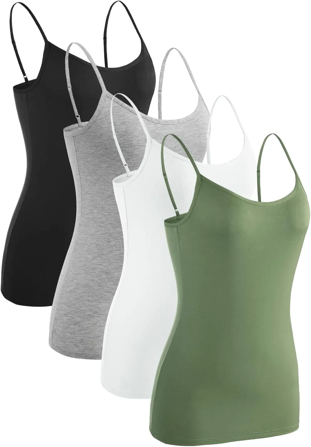 Rosyline 4 Piece Women Camisole Basic Undershirt Adjustable Spaghetti Strap Tank Top