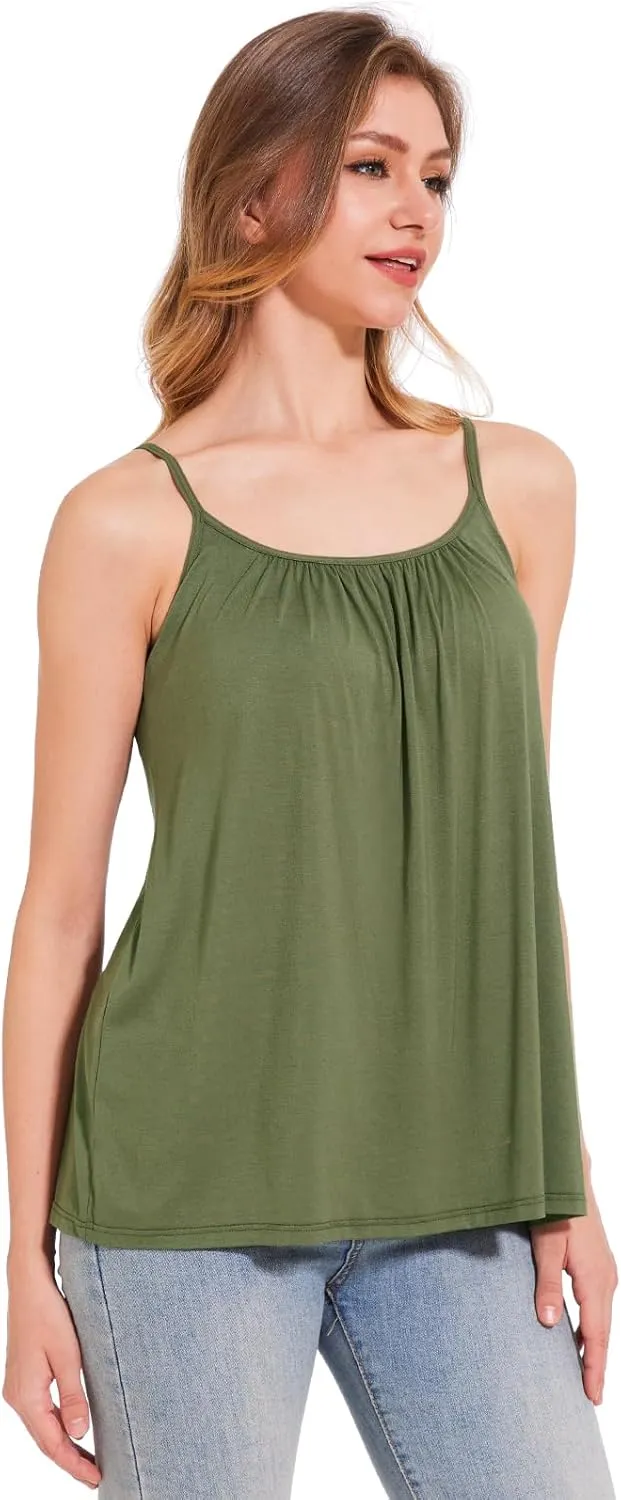 Rosyline Camisole for Women with Built in Bra Flowy Swing Tank Tops with Adjustable Strap S-4XL