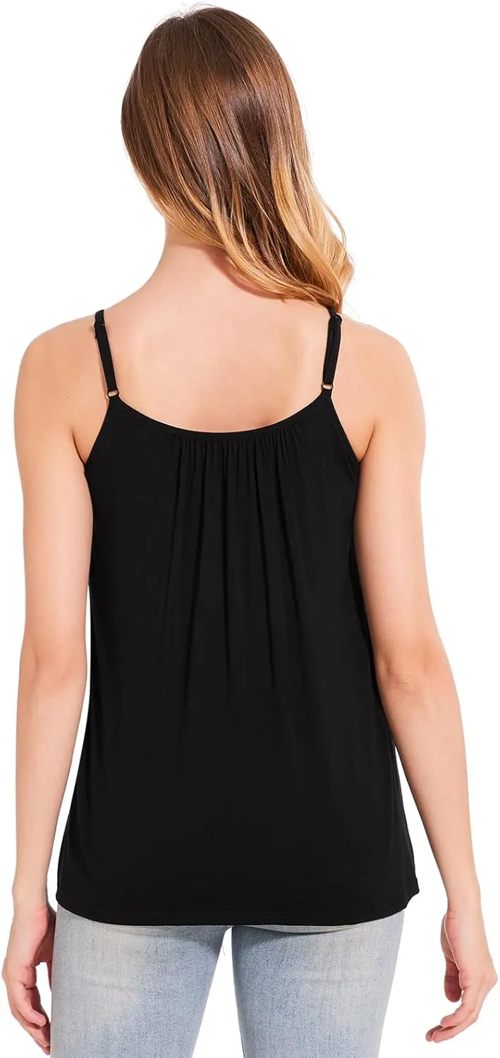 Rosyline Camisole for Women with Built in Bra Flowy Swing Tank Tops with Adjustable Strap S-4XL