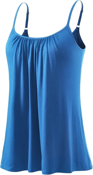 Rosyline Camisole for Women with Built in Bra Flowy Swing Tank Tops with Adjustable Strap S-4XL