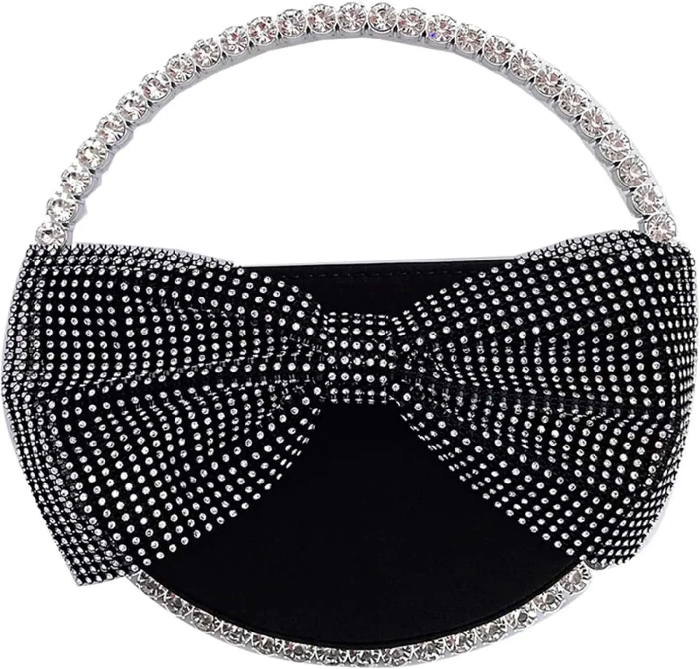 Round Handle Diamond Bow Evening Bag Women Wedding Party Glittering Crystal Clutch Purses and Handbags Wallets