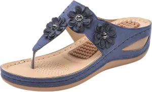 Sandals for Women Wedge Shoes 2025:Summer Dressy Flip Flops Fashion Flower Casual Dressy Sandal Orthopedic Platform Footwear Casual Walking Sandals 2025