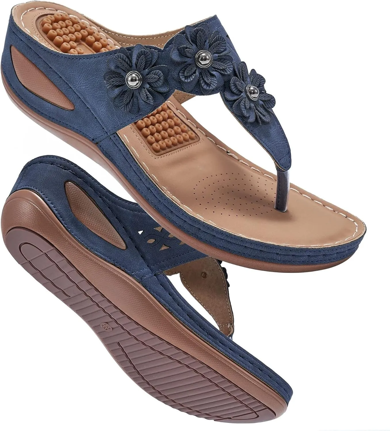 Sandals for Women Wedge Shoes 2025:Summer Dressy Flip Flops Fashion Flower Casual Dressy Sandal Orthopedic Platform Footwear Casual Walking Sandals 2025
